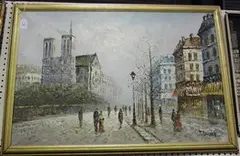 J. Bardot, View of Notre Dame, oil on canvas