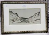 Harold Cheesman, View of Glengoyne, sepia watercolour