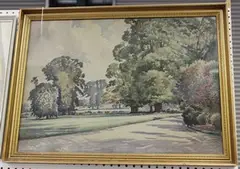 Edwin Harris, View from Front Door and Drive, Nonsuch Park, Cheam, Surrey, 1936, watercolour