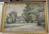 Edwin Harris, View from Front Door and Drive, Nonsuch Park, Cheam, Surrey, 1936, watercolour