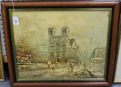 J. Bardot, View of Notre Dame, oil on canvas