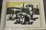 Josef Herman, Fisherfolk, colour lithograph