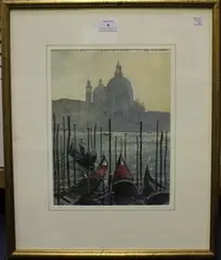 Michael Felmingham, Santa Maria della Salute, watercolour with gouache