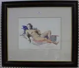 David Cadogan, Study of a Reclining Female Nude, watercolour