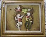Joyce Roybal, Two Musicians and a Girl dancing, oil on canvas
