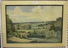 Edwin Harris, Landscape with Windmill, watercolour