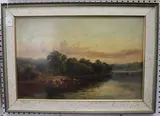 G. Cole, Landscape with Cattle watering on the Bank of the River, 1860, oil on canvas