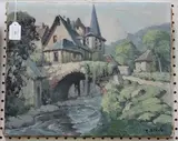 Felix Raoul Eteve, View of a French Town, oil on canvas