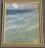 James Durden, Coastline near Bude, oil on canvas-board
