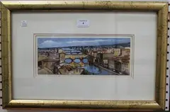 John Booth, View of the River Arno, Florence, gouache