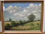 Hugh Carbolt, Donkeys in a Field, oil on board