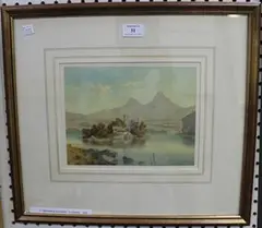 Frederick Boisseree, Ruined Church on an Island, watercolour