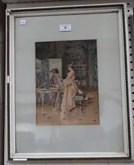 Luigi Polli, Interior Scene, watercolour