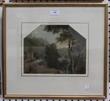 William George Jennings, Figures on a Path in a Continental Landscape, oil on paper