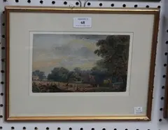 J. Frederick, Harvest Scene, watercolour