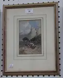 Clarkson Frederick Stanfield, Rhineland Landscape with Horse and Cart and Hill-top Castle, watercolour