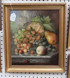 J.S. Savile, Still Life Study of Fruit, oil on canvas