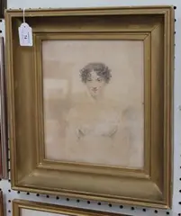 Josiah Slater, Half Length Portrait of a Lady, 1816, pencil and watercolour