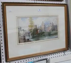 D.H. Lewin, Abbey Lehon, Dinan, Brittany, watercolour
