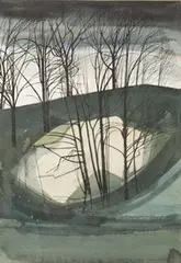 Nicholas Barnham, Quarry at Stiffkey, Winter, watercolour and ink