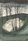 Nicholas Barnham, Quarry at Stiffkey, Winter, watercolour and ink