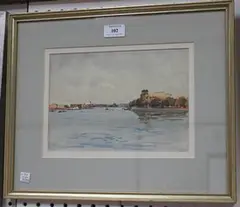 Frank Short, River Thames towards Putney from Hammersmith, watercolour
