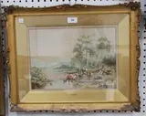 Henry Murray, Highland Landscape with Cows drinking at the Water's Edge, watercolour