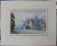 Landscape with Farmhouse by John Callow, watercolour, sold Jul 2016