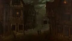 Frank Hider, View of a Moonlit Street, 1886, oil on canvas
