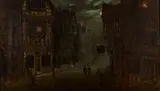 Frank Hider, View of a Moonlit Street, 1886, oil on canvas