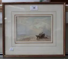 John MacPherson, Beach Scene with Fishing Boat, watercolour