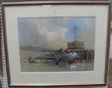 Christopher Jarvis, Handley Page HP 42/45 outside Croydon Airport, watercolour