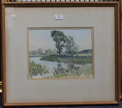 Charles A. Morris, The Arun at South Stoke, Summer Evening, watercolour