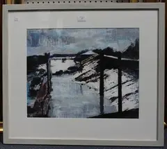Annie Rolls, Boatyard at Low Water, mixed media