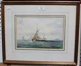 Robert Moore, View of a Sailing Vessel in Coastal Waters, watercolour and gouache