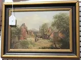 A.E. Warsop, Village Scene, 1877, oil on board