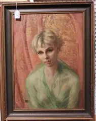 Bust Length Portrait of a Woman by Nicholas Egon, oil on board, sold May 2016