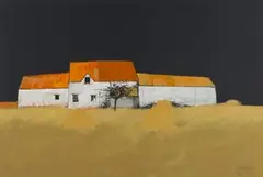 David Humphreys, Orange and Black Painting, 1969, acrylic on board