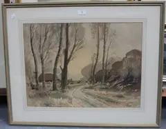 Edwin Harris, A Sussex Farm, watercolour