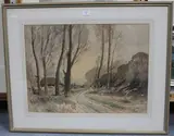 Edwin Harris, A Sussex Farm, watercolour
