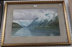 Frederick R. Fitzgerald, Highland Scene with Loch, watercolour
