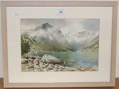 Frederick R. Fitzgerald, Mountainous Landscape with Lake, watercolour over pencil traces