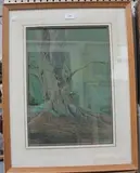 John Reaney, Woodpecker on a Tree, 1982, pastel and charcoal