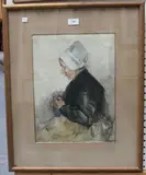 Hannah Clarke Preston MacGoun, Dutch Peasant Knitting, 1903, watercolour