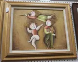 Joyce Roybal, Two Musicians and a Girl dancing, oil on canvas