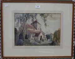 John Littlejohns, North Lancing Church, watercolour