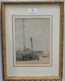 Jacob Maris, View of Beached Boats, watercolour