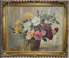 A. Nikolsky, Still Life Study of Roses in a Pot, 1967, oil on canvas