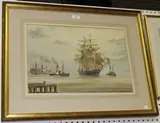 David C. Bell, View of Shipping close to a Harbour, watercolour