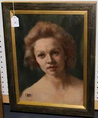 Head and Shoulders Portrait of a Lady by Nicholas Egon, oil on linen laid on board, sold Feb 2016